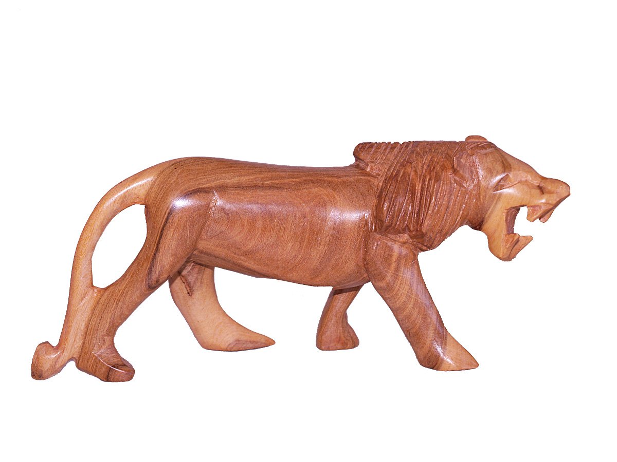 African Lion Wood Carving