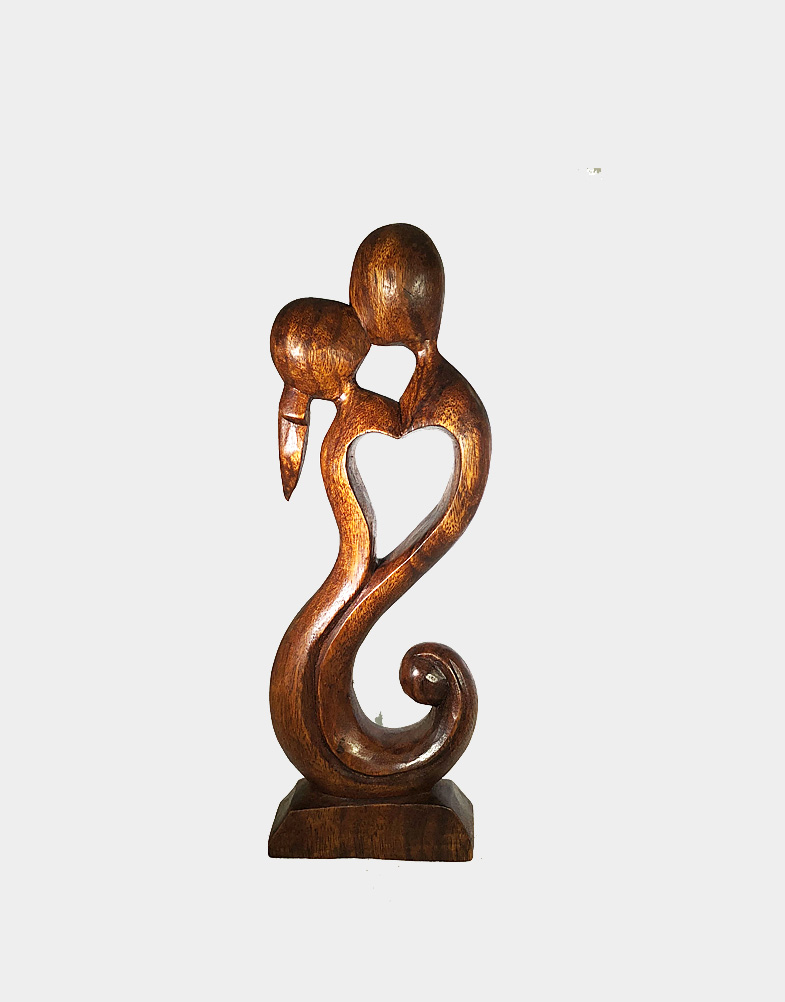 Kissing Couple - Bali Wood Statue