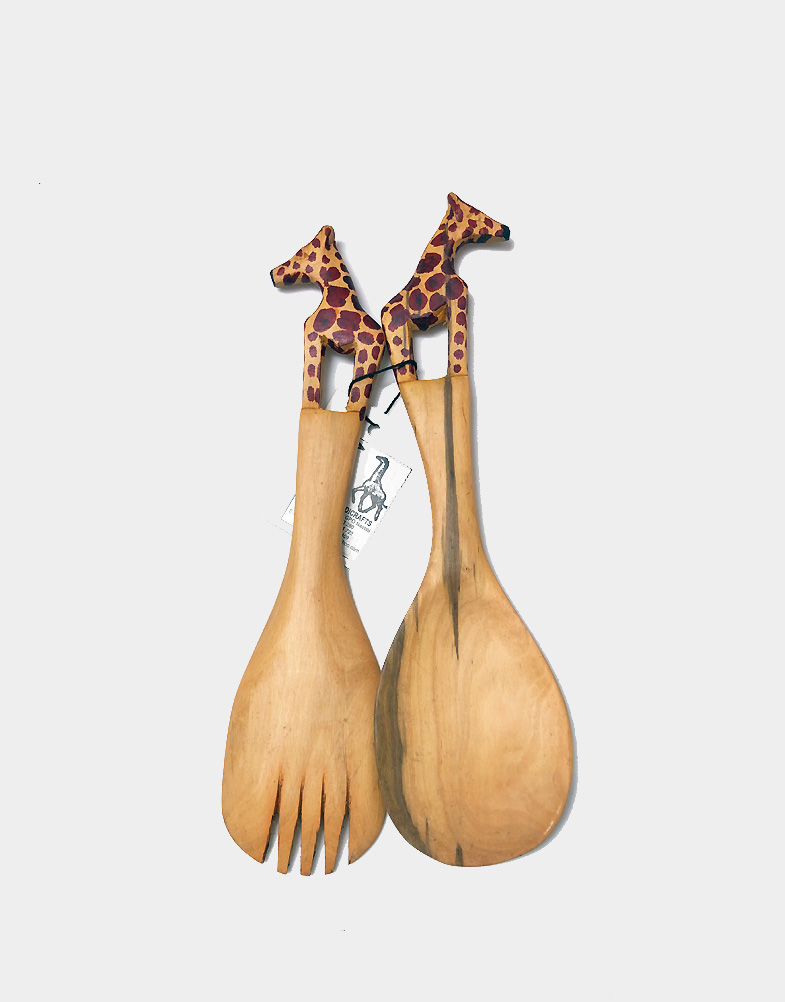 Giraffe Salad Serving Spoon Set, Fair Trade from Kenya