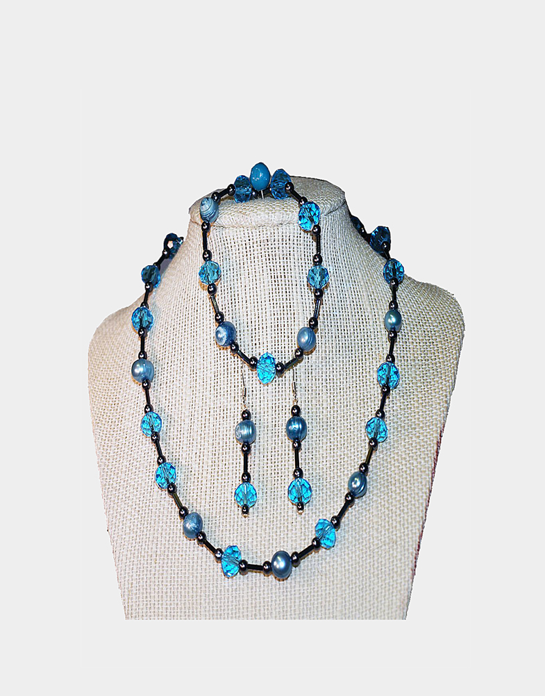 Turquoise Pearl Beaded Jewelry Set