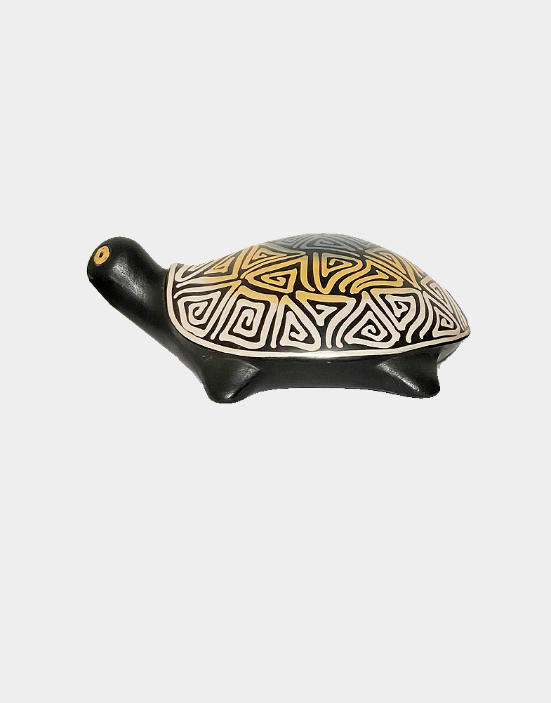 Pottery Turtle Good Luck Turtle Pottery Sculpture from Peru