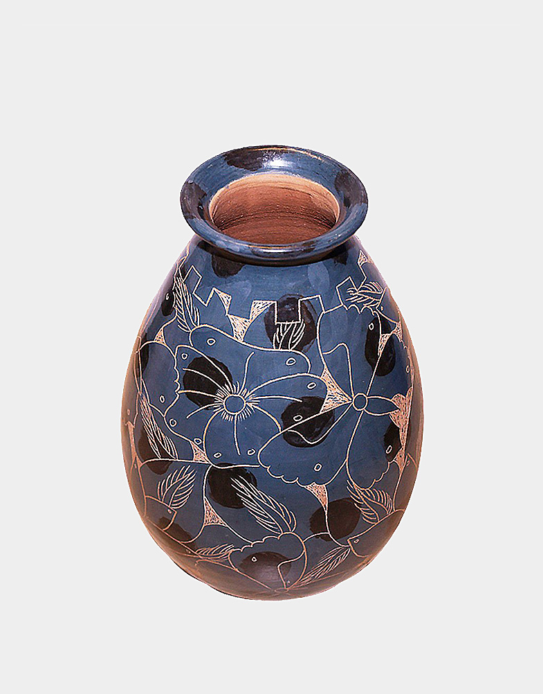 Blue Floral Nicaraguan Vase 