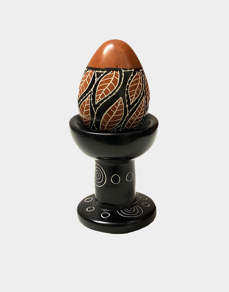 Black Soapstone Egg and Ball Display Stand