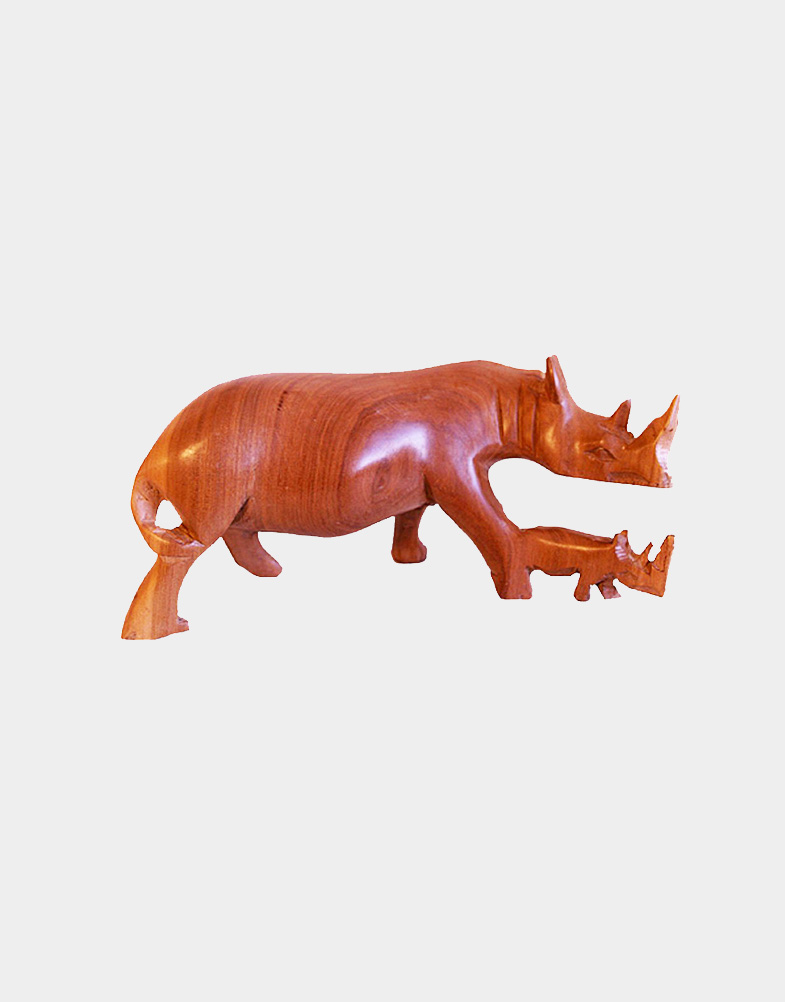 This set of beautiful wooden rhinos are an ultimate hand carved wood carving examples of Africa. The set comprises of baby rhinos as well. Free shipping.