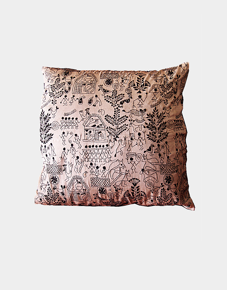 An ancient tribal tale is told by a Kantha stitch pattern on Tassar silk. The pattern is ethnic and traditional to India, holding ancient culture. Free shipping