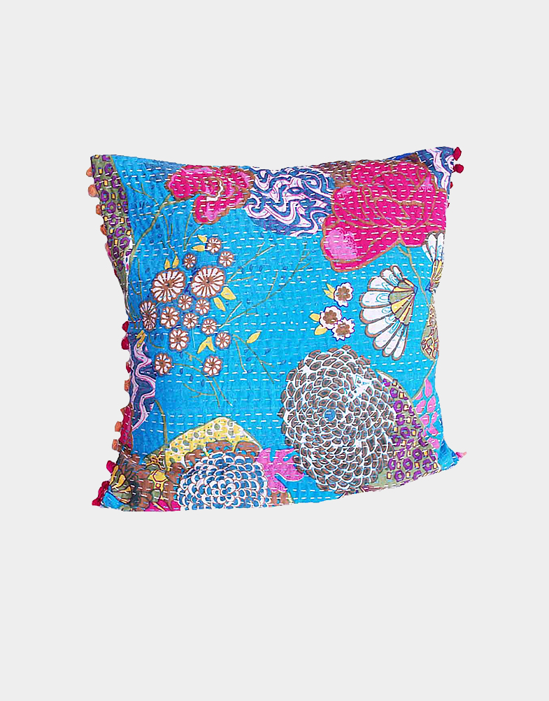 Add classic style to your living room with these cotton throw pillow covers. These pillow covers are kantha stitched with 100% cotton. Free shipping!
