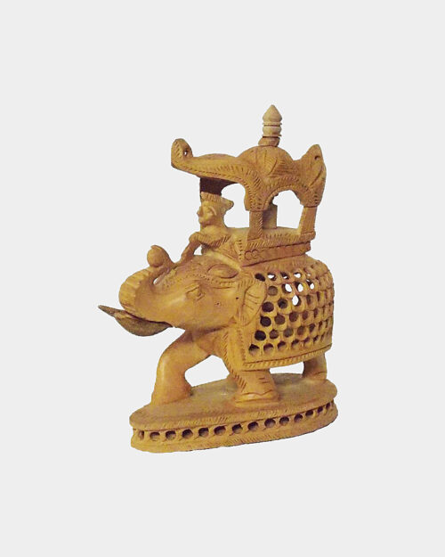 Traditional Elephant Chariot Wood Art from India