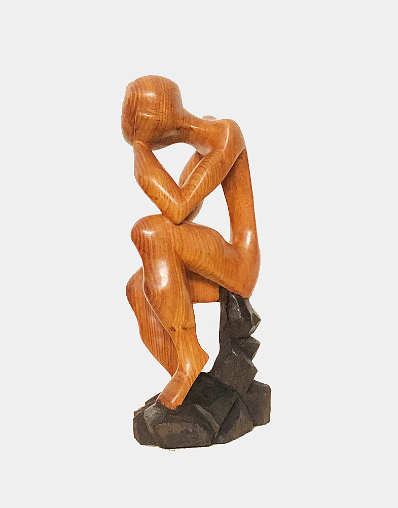 This impressive wooden statue of a seated thinker from Africa will enlighten any room in your home. Shop this textured wood carved statue with free shipping.