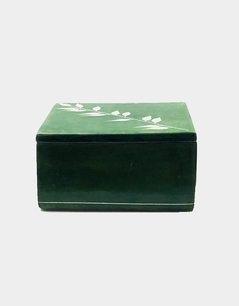 Green square soapstone box-a