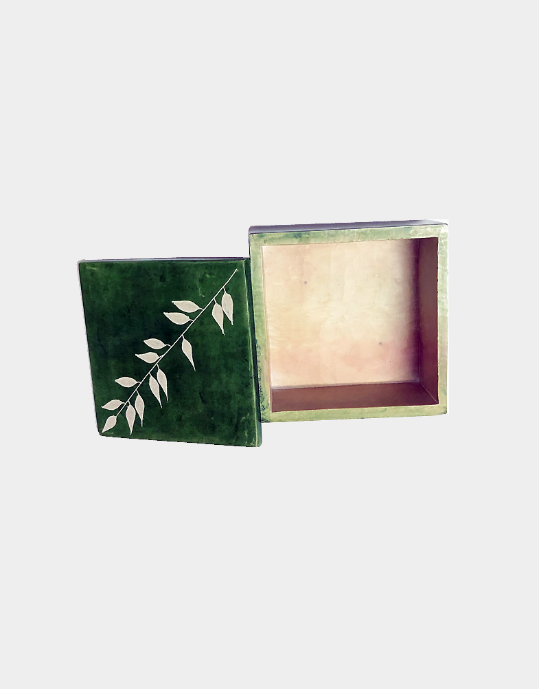Green square soapstone box-b