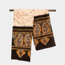 cream batik silk scarf-a