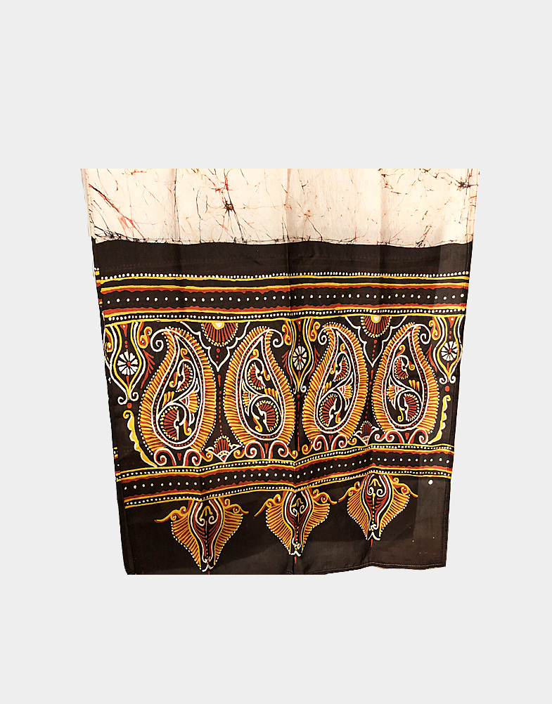 cream batik silk scarf-b