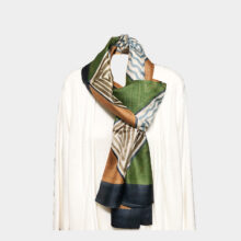 BROWN AND GREEN HAND PAINTED SILK SCARF-b copy