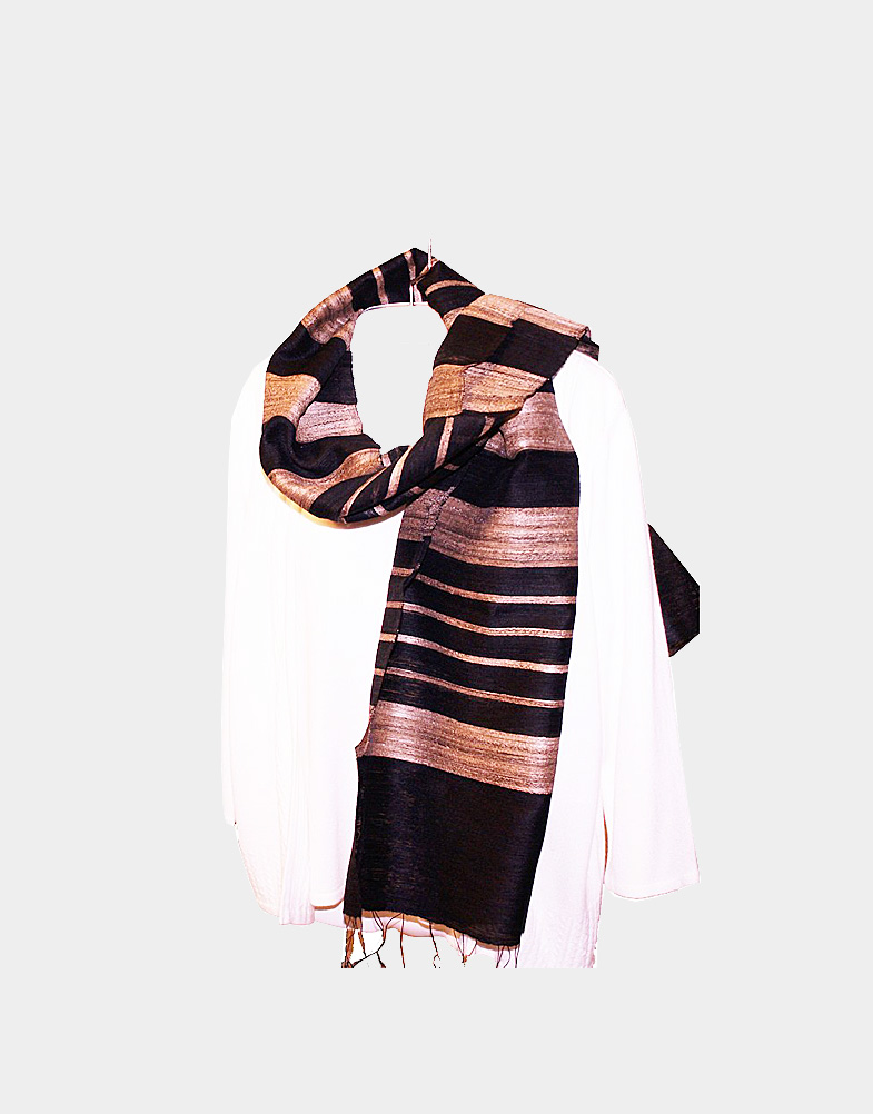 Black Muga silk scarf