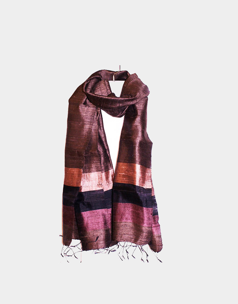 Chocolate Muga silk scarf-b