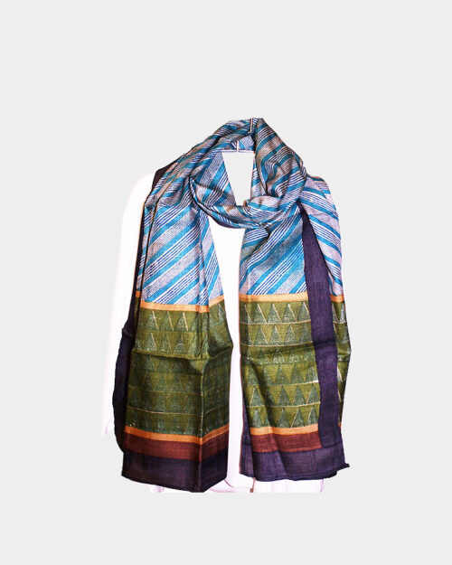Blue Scarf- Printed Silk Scarf for Summer