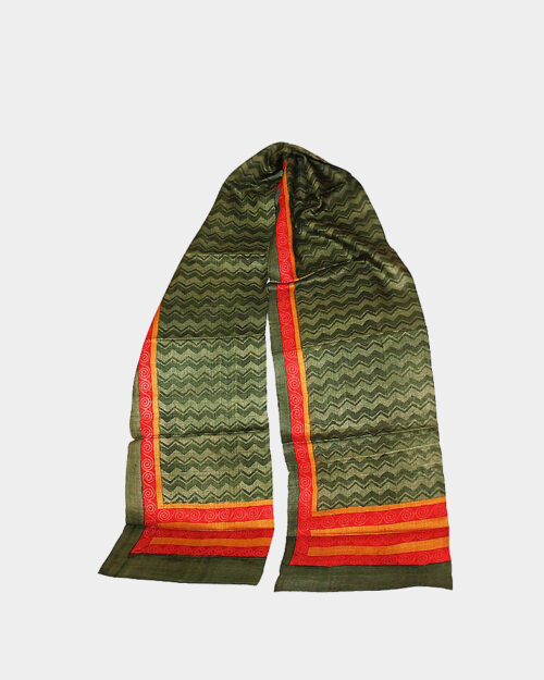 Lightweight Printed Green Silk Fashion Scarf