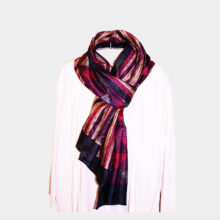pink-black stripe silk scarf-a
