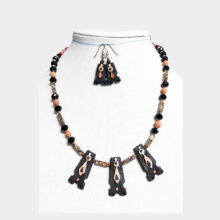 Black three pendant jewelry set-a