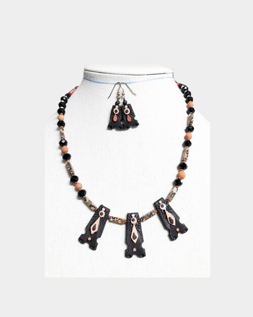 Black Clay Beaded Jewelry Set