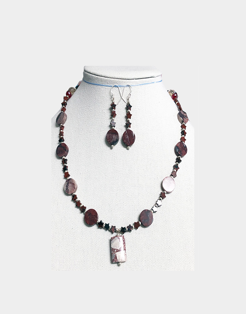 Granite beaded jewlery set-a