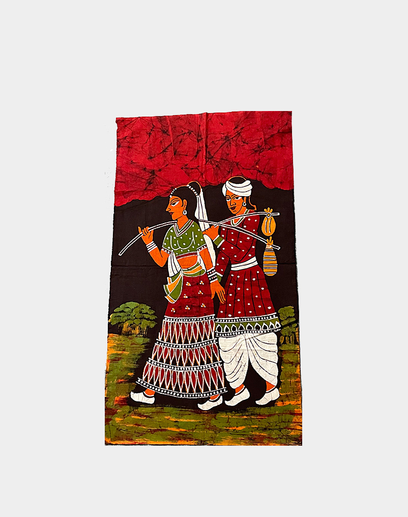 This beautiful batik printed cotton wall mount will enhance the elegance of your living room. Its maroon base uplifts the look of the wall hanging. Free shipping.