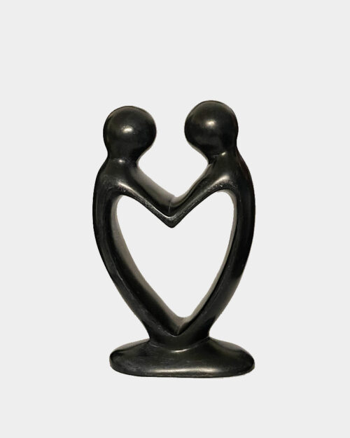 Lover's Heart Soapstone Sculptures, Black Finish