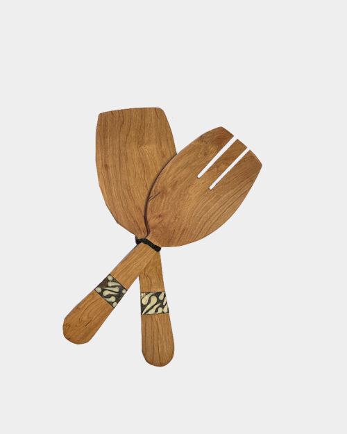 Wild Olive Wood and Dyed Bone Salad Scoops from Kenya