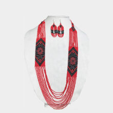 red-black beaded jewelry set-c