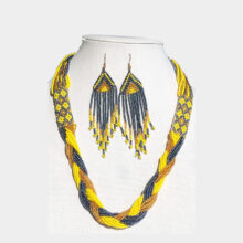 yellow braided necklace set-b