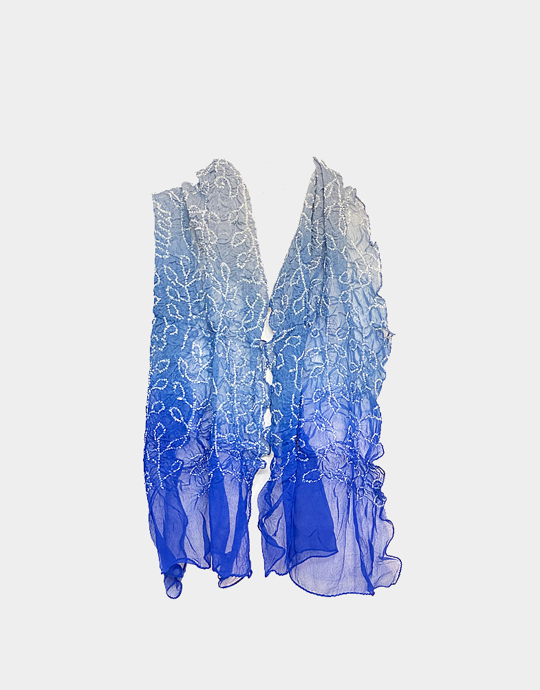 grey-blue georgette tie n dye scarf-b