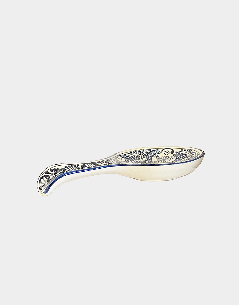 mexican blue pottery spoon rest-a