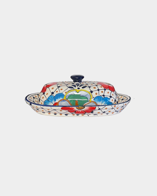 Mexican Ceramic Floral Butter Dish