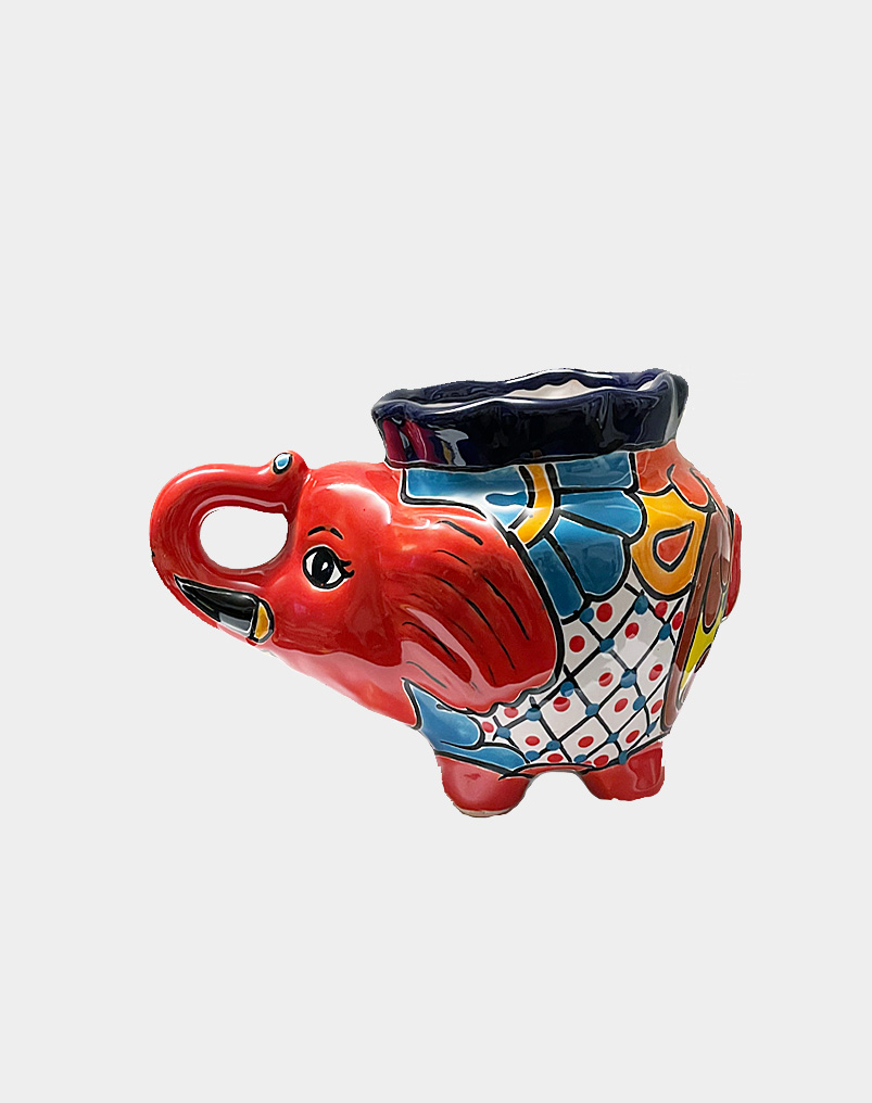 These pots are featuring trunk up good luck elephants along with intricate floral patterns and multi-colored designs, ready to beautify any home or garden. Buy now!