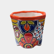 talavera plant pot orange lip-a
