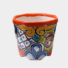 talavera plant pot orange lip-b