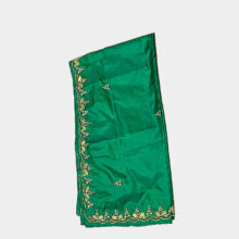 green pure silk embroidered scarf-b