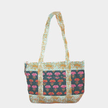 quilted blue tote bag