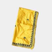 yellow pure silk embroidered scarf-b