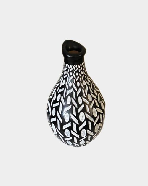 Black and White Etched Ceramic Vase from Nicaragua