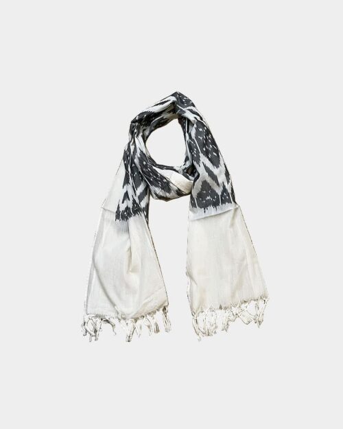 Soft Cotton Scarf in Gray and White from India