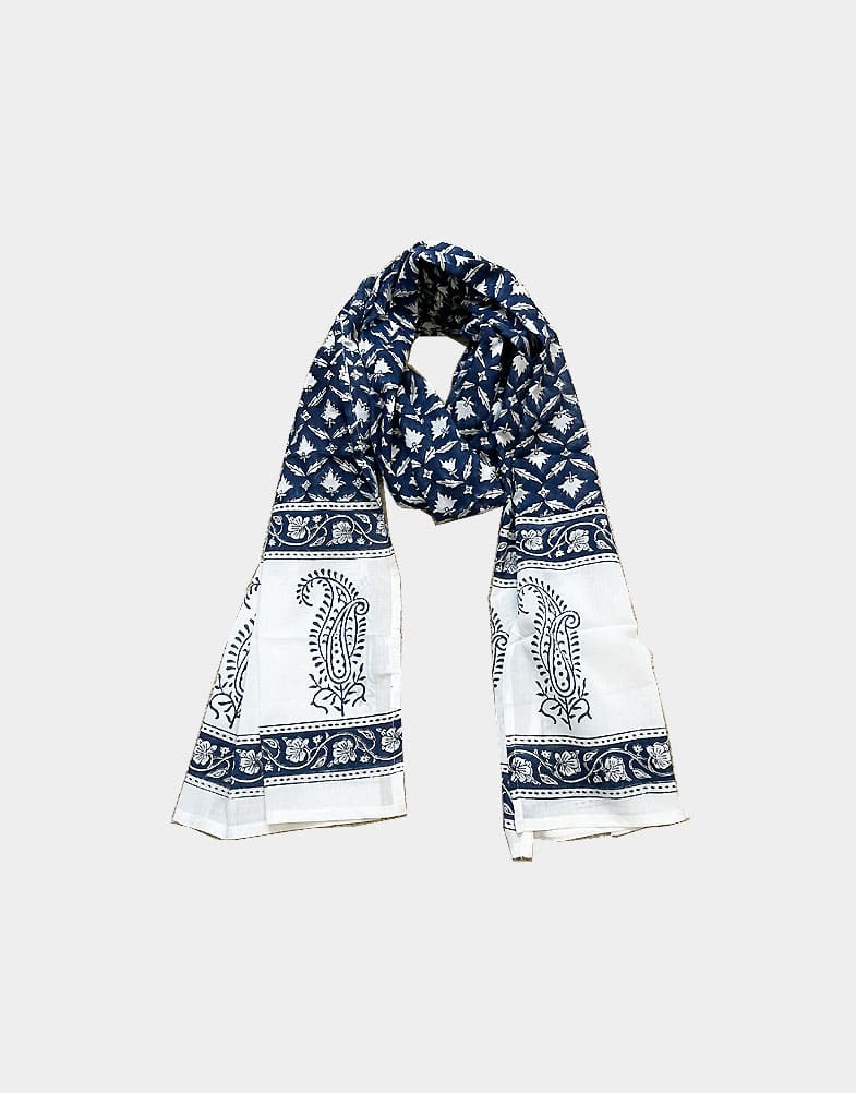 Intricate wooden block designs are used for this fine 100% soft cotton scarf, and a different block is used for each color in the pattern. Buy it now!!