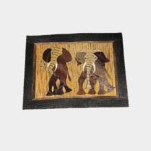 Banana leaf painting-African elephants