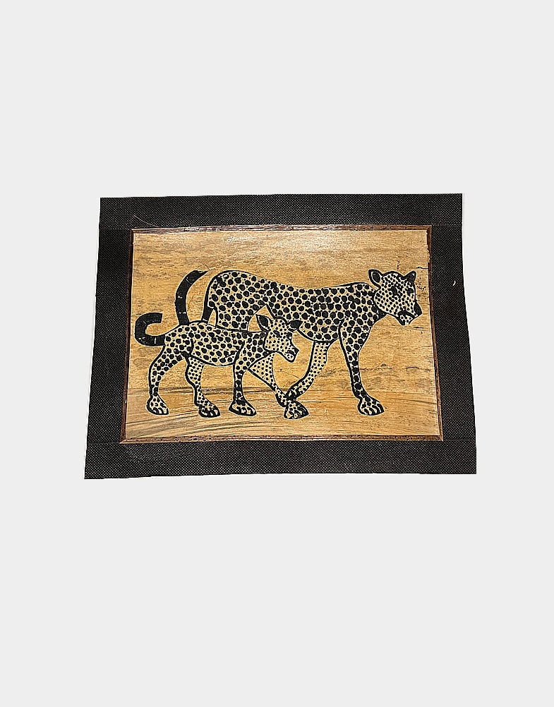 Banana leaf painting-african cheetah