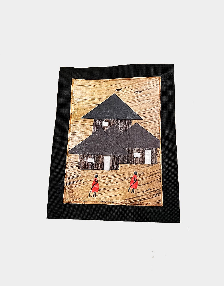 Banana leaf painting-african hut
