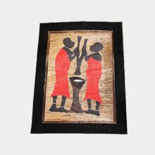 Banana leaf painting-african village life