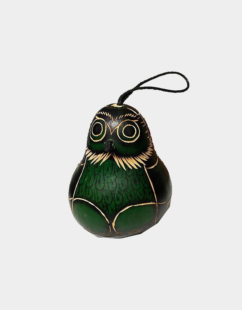Peruvian ornament owl large-green