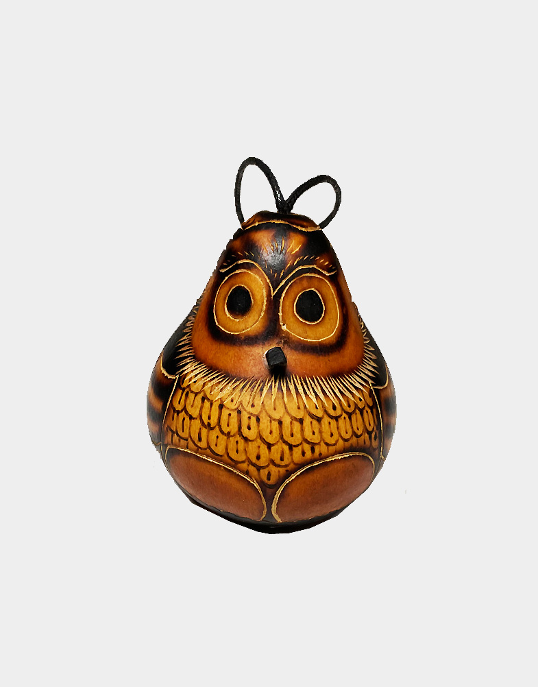 Peruvian ornament owl large-orange-a