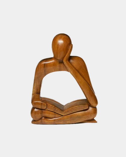 Abstract Wood Sculpture: Man Sitting Down with a Book