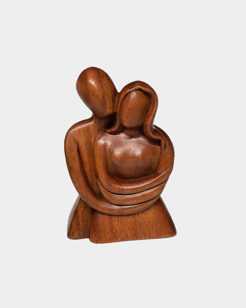 Romantic Honeymoon Couple Wood Sculpture